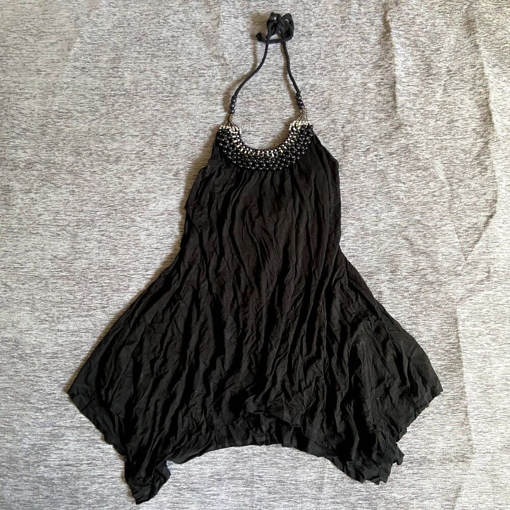 Beaded Black Halter Dress